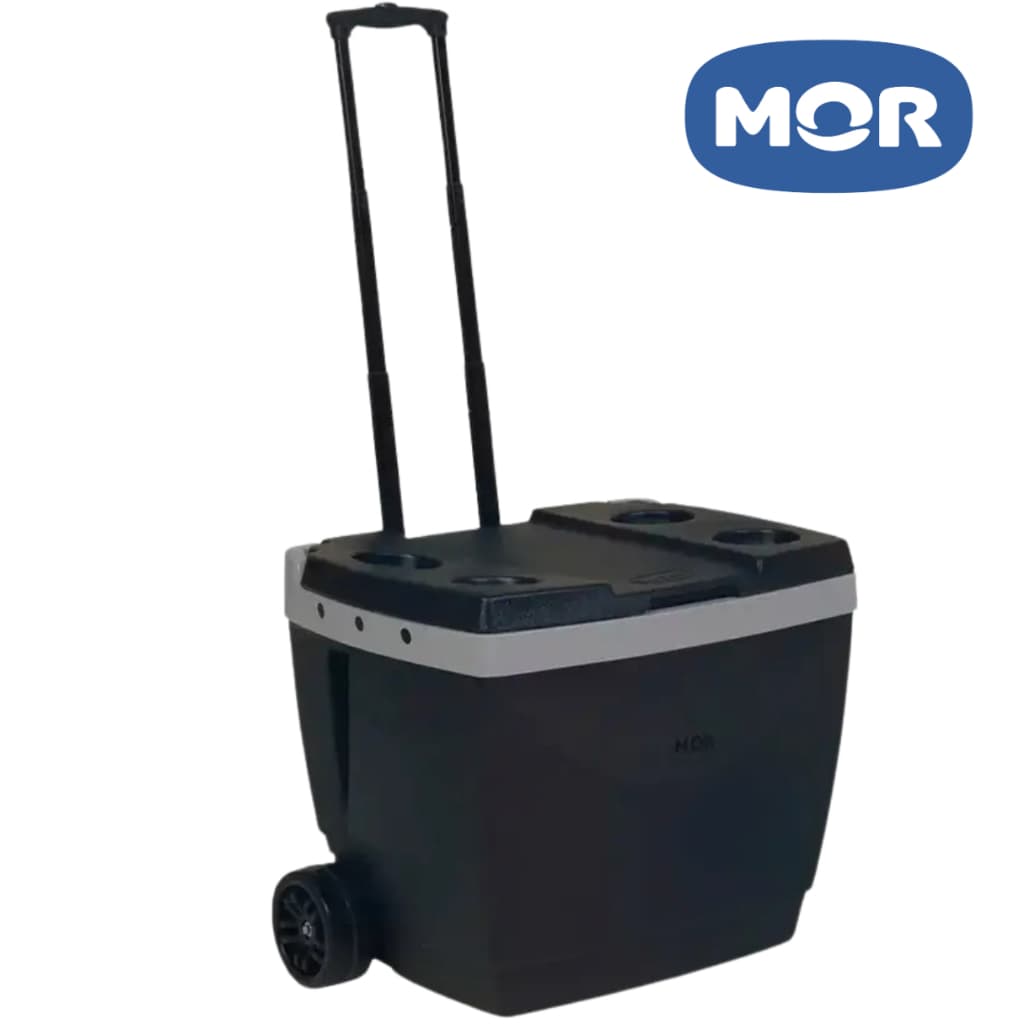 Caixa Térmica Cooler 42 Litros Mor com Rodinhas e Alça Retrátil - Preta e Cinza
