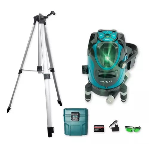 Kit de nível laser Arita 05 linhas verde recarregável com tripé e acessórios