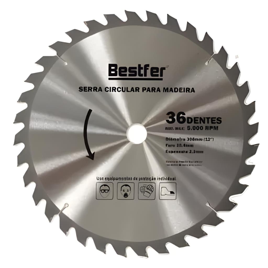 Disco Serra Circular Para Madeira Mdf Forros E Compensados 36 Dentes 300mm Aço Carbono Bestfer