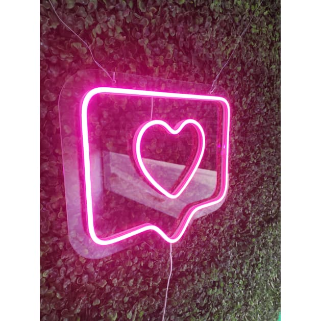Letreiro Neon Led Coração Like Instagram 35cm ou 50 cm Neon Bivolt led