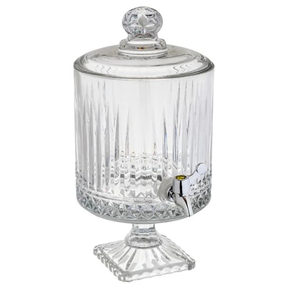 Suqueira de Vidro com Dispenser de Torneira 4,5L Jarra Canelada Refresqueira Dispenser de Suco Festa