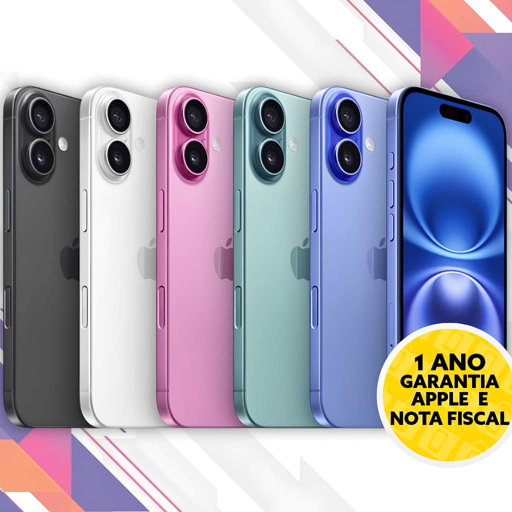 iPhone 16 em várias cores com garantia Apple e nota fiscal