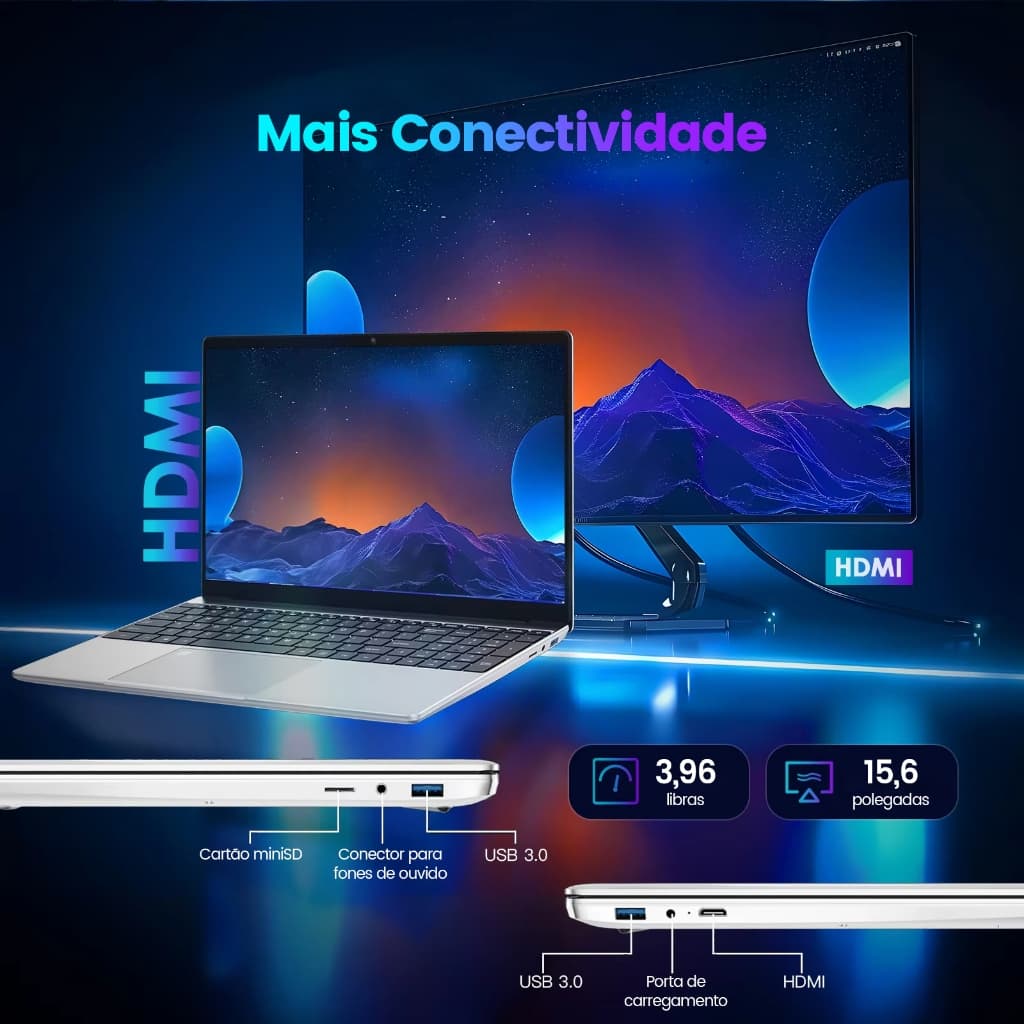 Laptop Intel N95 15.6 " IPS16GB RAM 512GB SSD Backlight Impressão digital Laptop para Trabalho Jogos