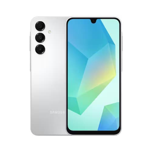 Smartphone Samsung Galaxy A16 cinza com câmeras traseiras e logotipo da Samsung
