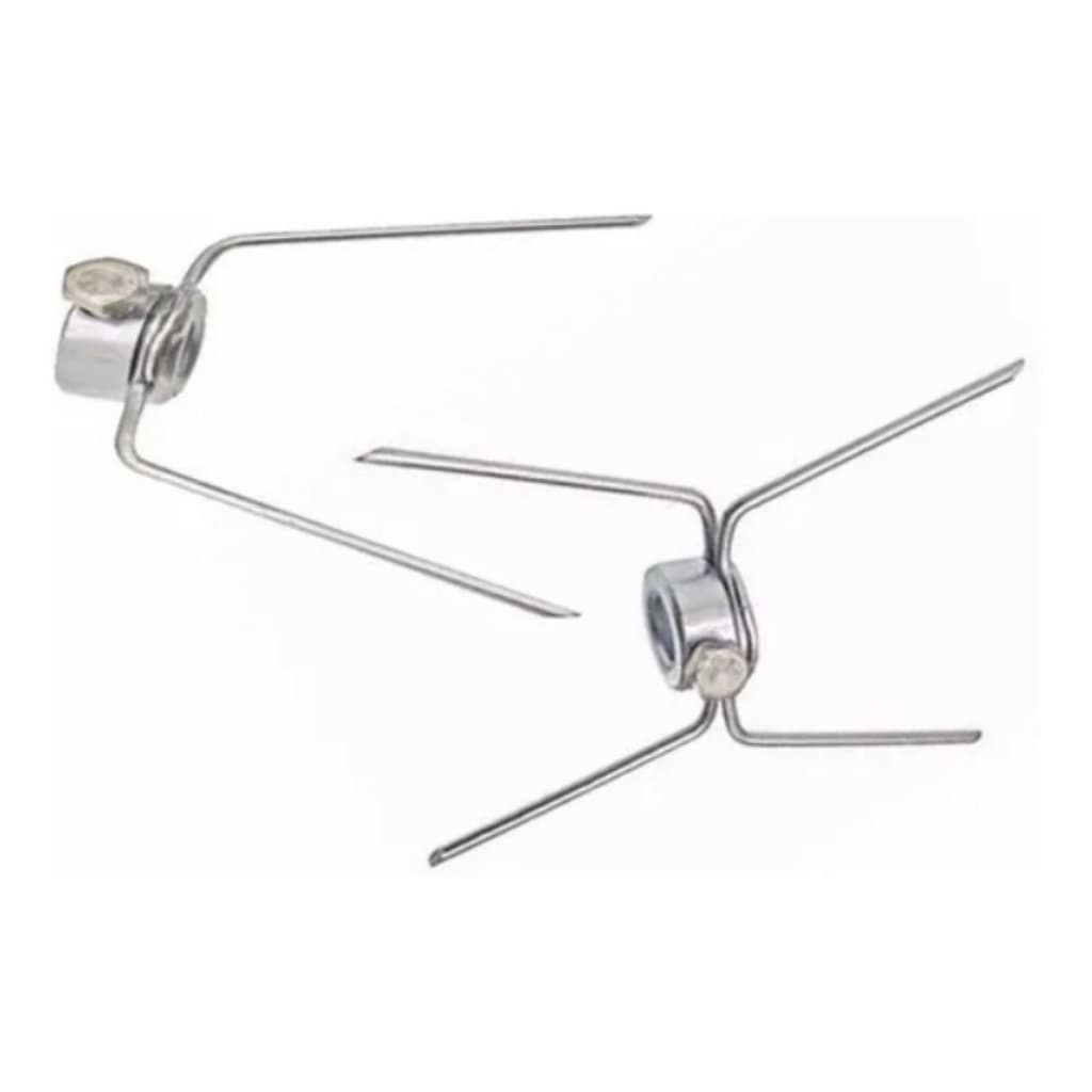 Ganchos de metal para espeto com design articulado, kit de 5 duplos e 10 simples