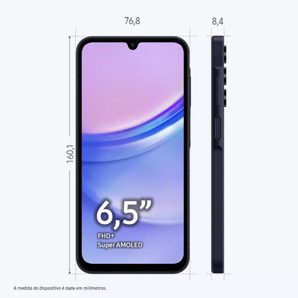 Samsung Galaxy A15 4G Dual SIM 128 GB Azul-escuro 4 GB RAM com tela FHD+ Super AMOLED de 6,5 polegadas