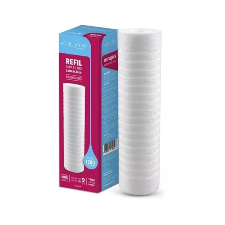 Refil de reposição para filtro de água Acqua Blue, 25 microns, embalagem com 9 rolos brancos