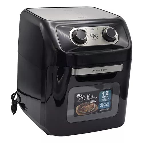 Fritadeira Elétrica Air Fryer Forno Florença 12 Litros 110v, preta, com vidro e controles