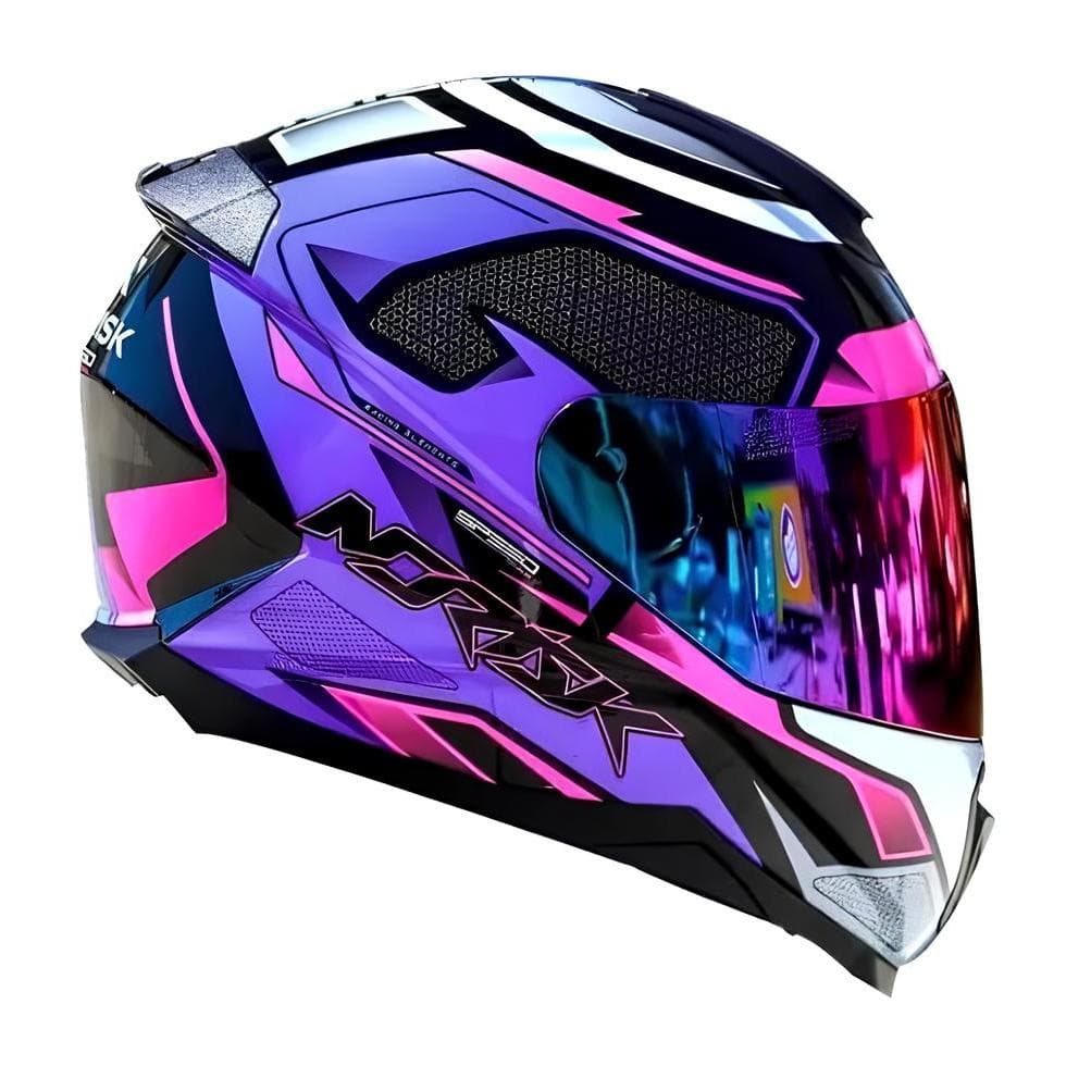 Capacete Fechado Moto Norisk Razor Modelo Speedmax Cores Rosa roxo Cinza Masculino Feminino original + brinde