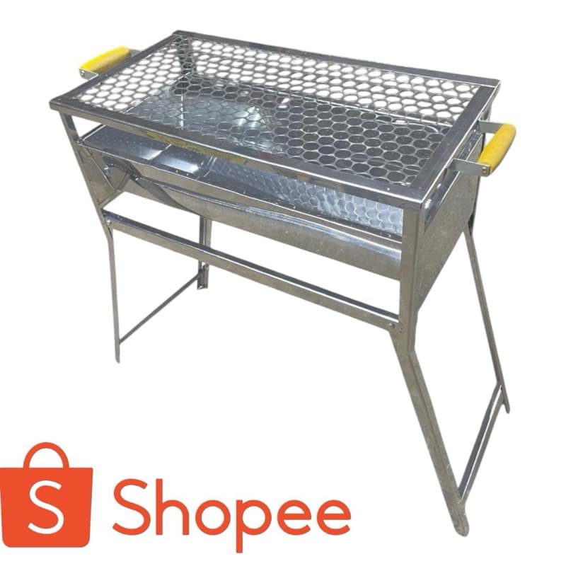 Churrasqueira inox portátil a carvão dobrável para churrasco com grelha em forma de favo de mel