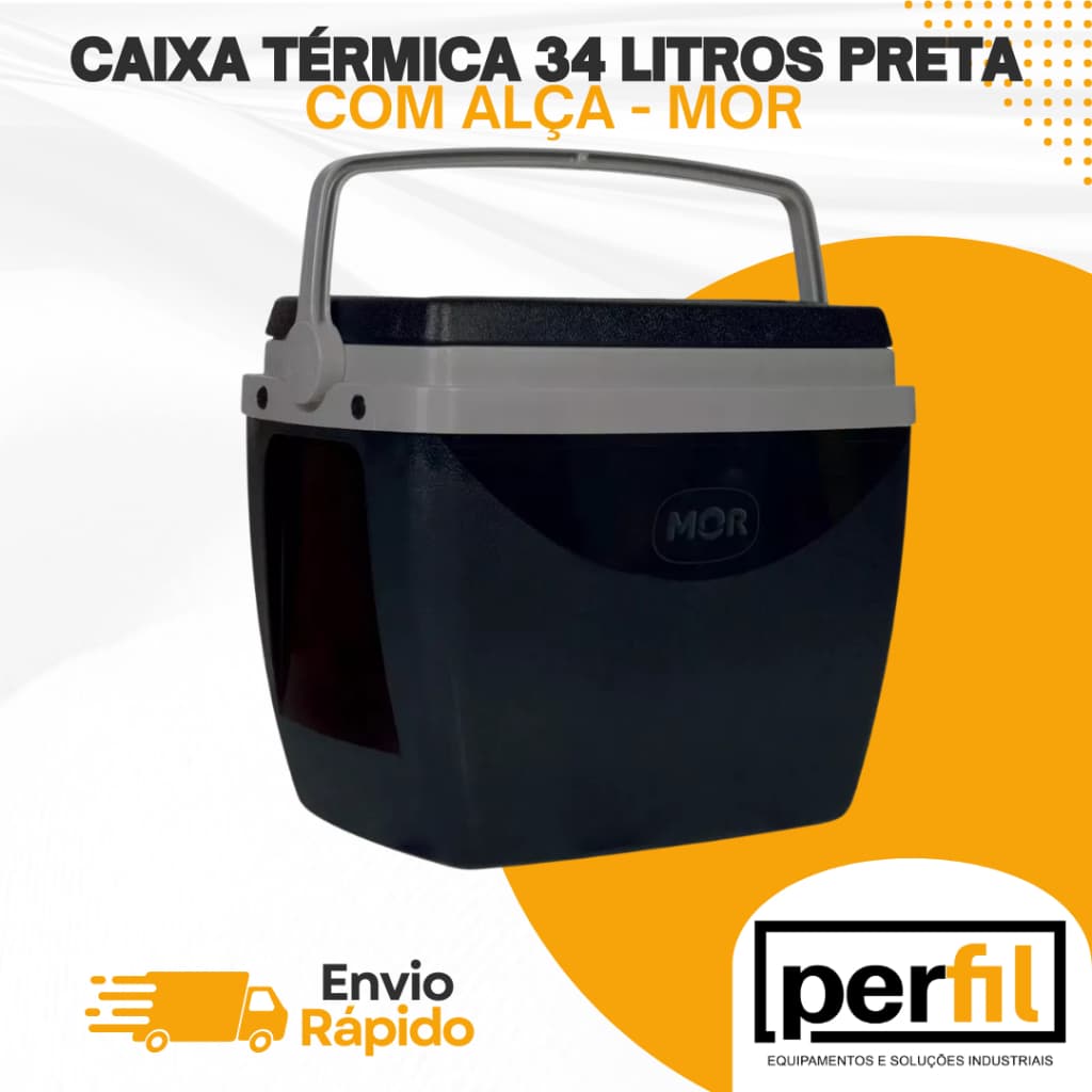 Caixa Térmica 34 Litros c/Porta-Copos Até 50 Latas, Cooler Praia Piscina Camping Resistente MOR