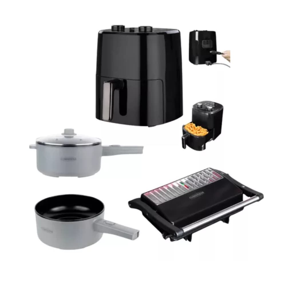 Kit Eletroportáteis 24v Grill, Panela 2l E Air Fryer 4l com múltiplos itens