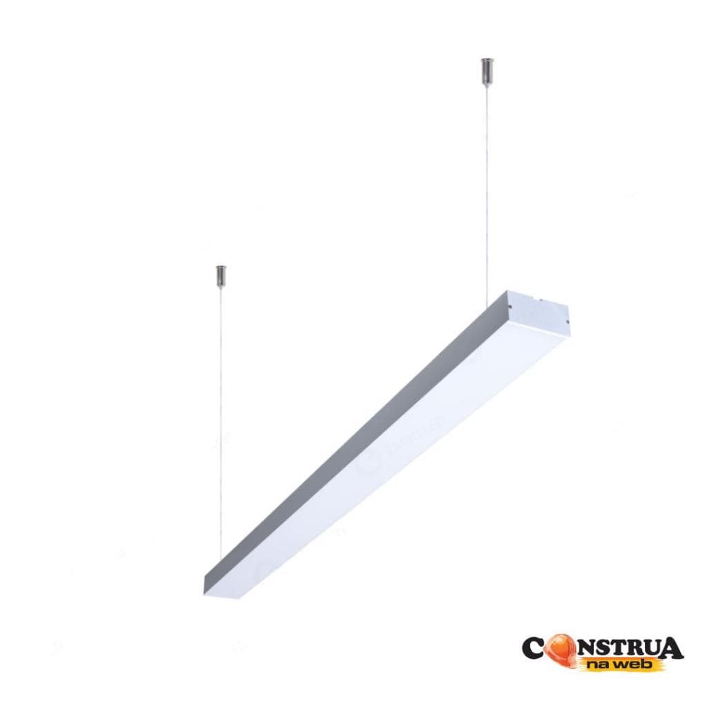 Luminária Pendente Linear Retangular Led Integrado 45w 3000k 4000k 6500k Bivolt Preto E Branco