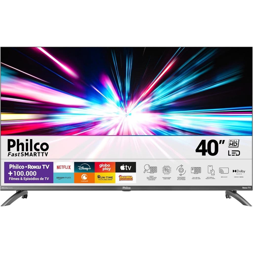 Smart TV Philco 40 polegadas Full HD LED com Dolby Áudio e aplicativos integrados