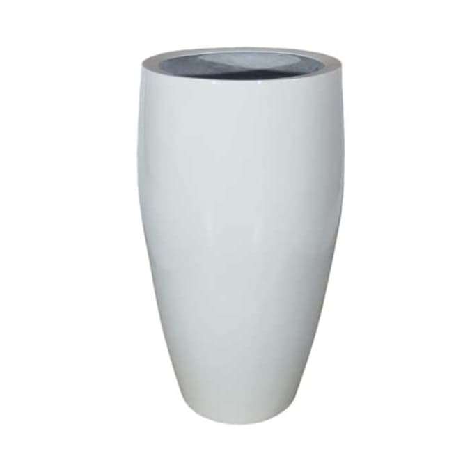 Vaso em fibra de vidro vitrificado estilo vietnamita branco 52cm Imperial P