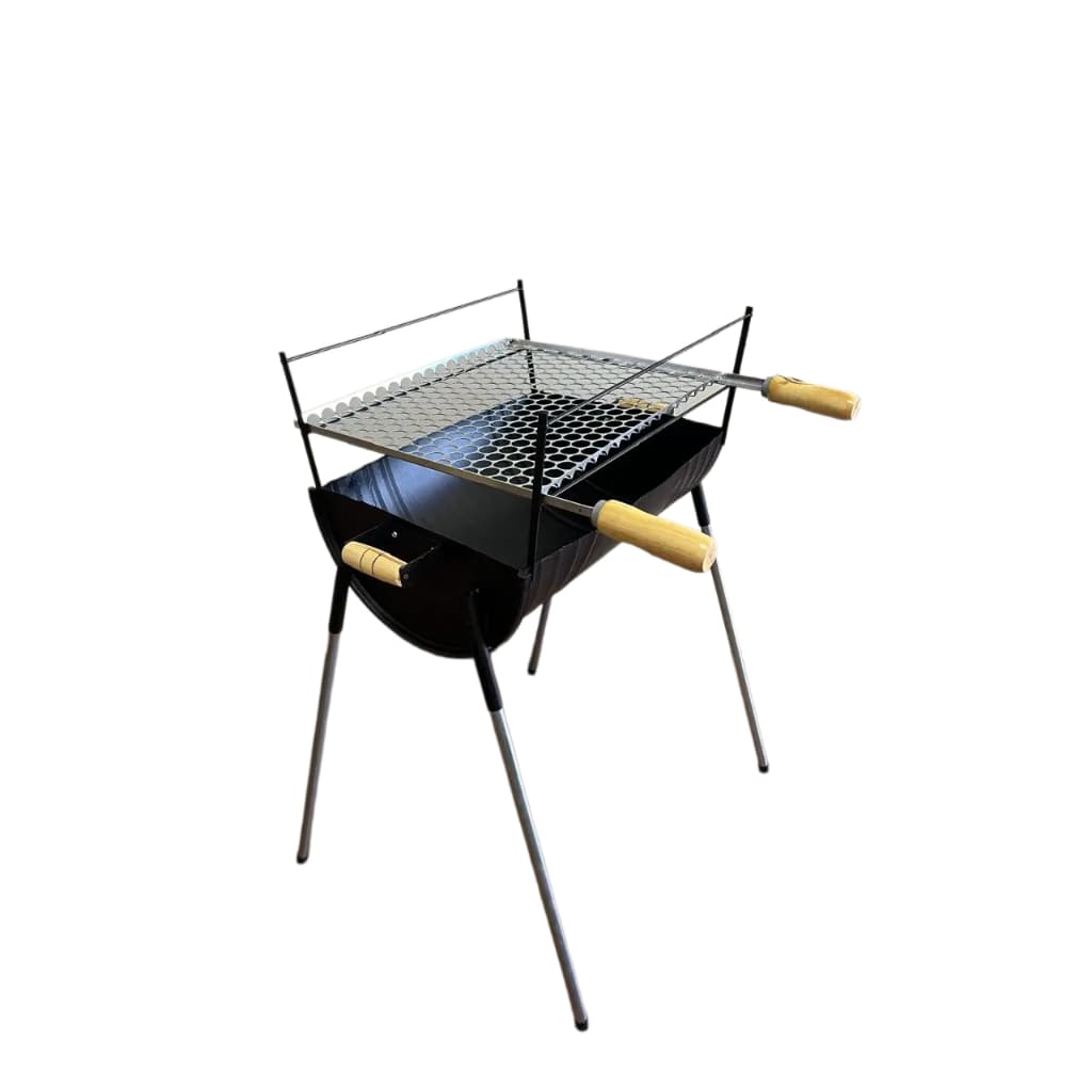 Churrasqueira portátil 44x35 com grelha ajustável para camping e churrasco, fundo branco