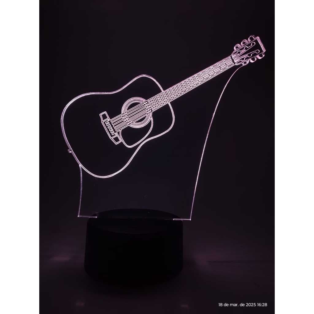 Luminária de mesa Violão com 16 cores e controle remoto