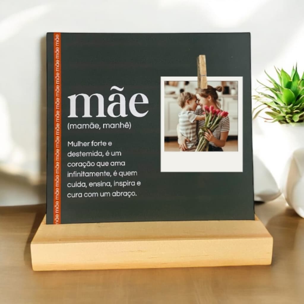 Porta Retrato e Fotos de Mesa - Porta retrato decorativo de madeira - Dia das mães, dia dos namorados