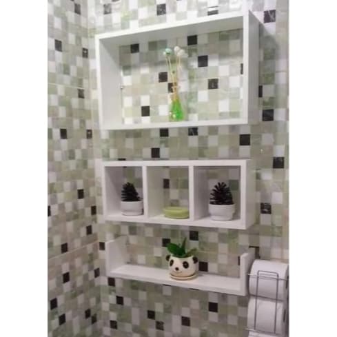 Kit nicho em MDF com 3 peças 1 nicho + 1 prateleira U + 1 nicho com divisoria DECORAÇÃO