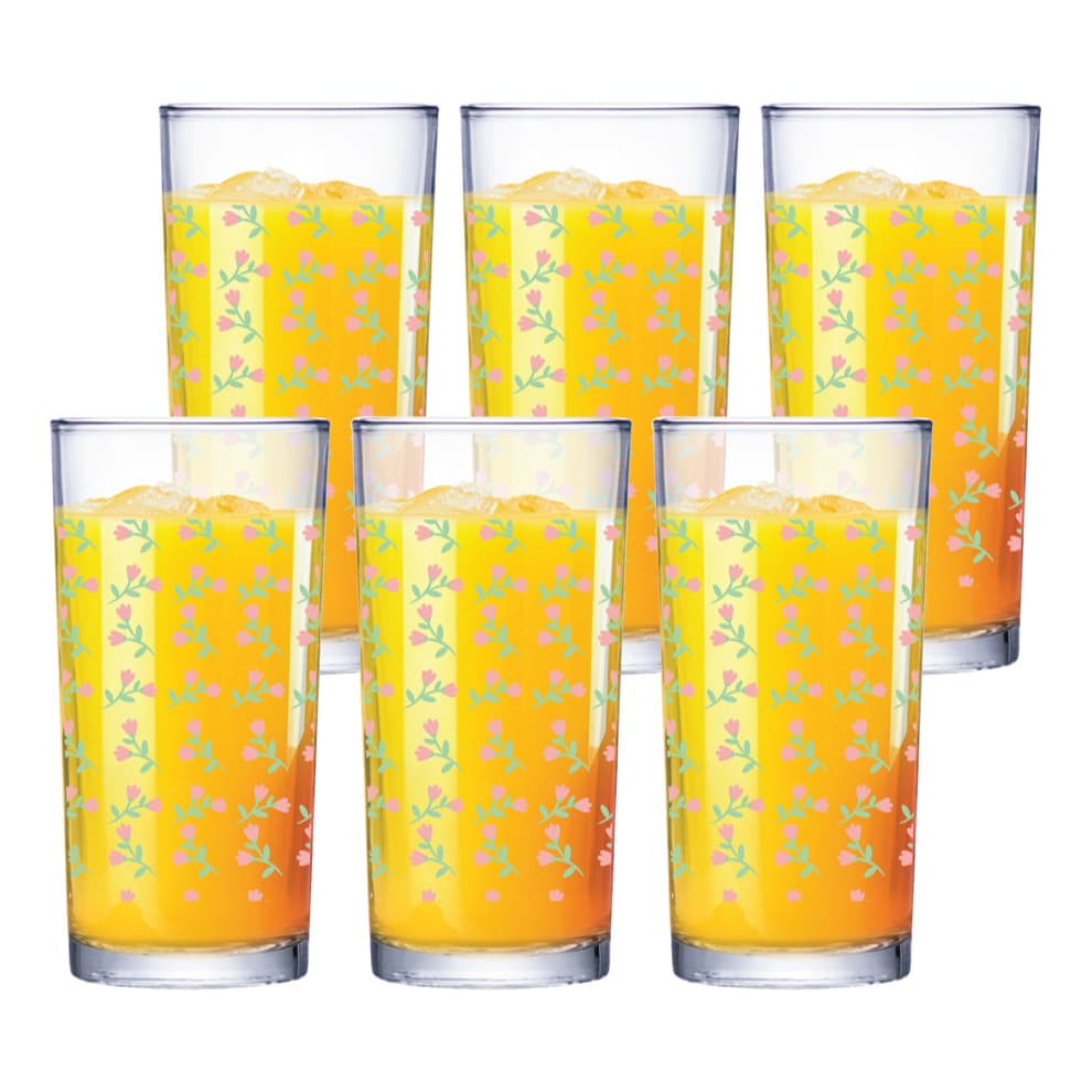 Jogo De Copos De Vidro Multiuso Conjunto De Copos Copos De Vidro Kit Florido 3mm Flores 255ml 6pc