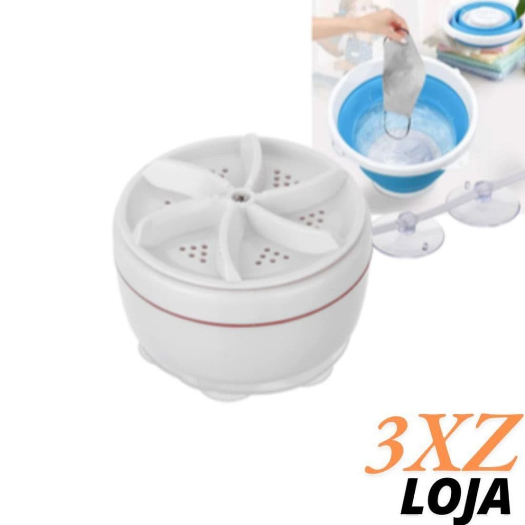 Mini máquina de lavar roupas portátil branca com cesta e tampa azul, 3XZ LOJA