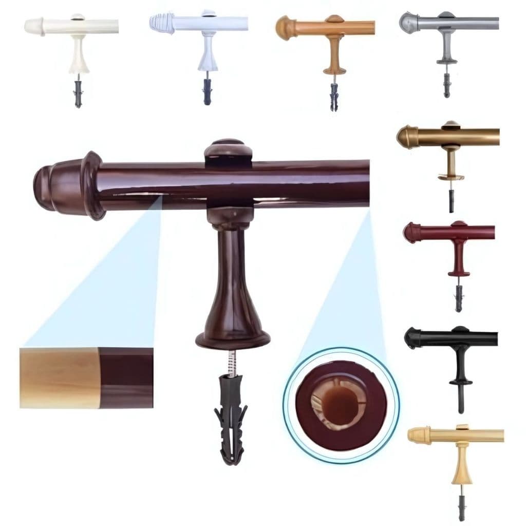Kit varão de madeira simples para cortina 2 metros 19mm cores variadas