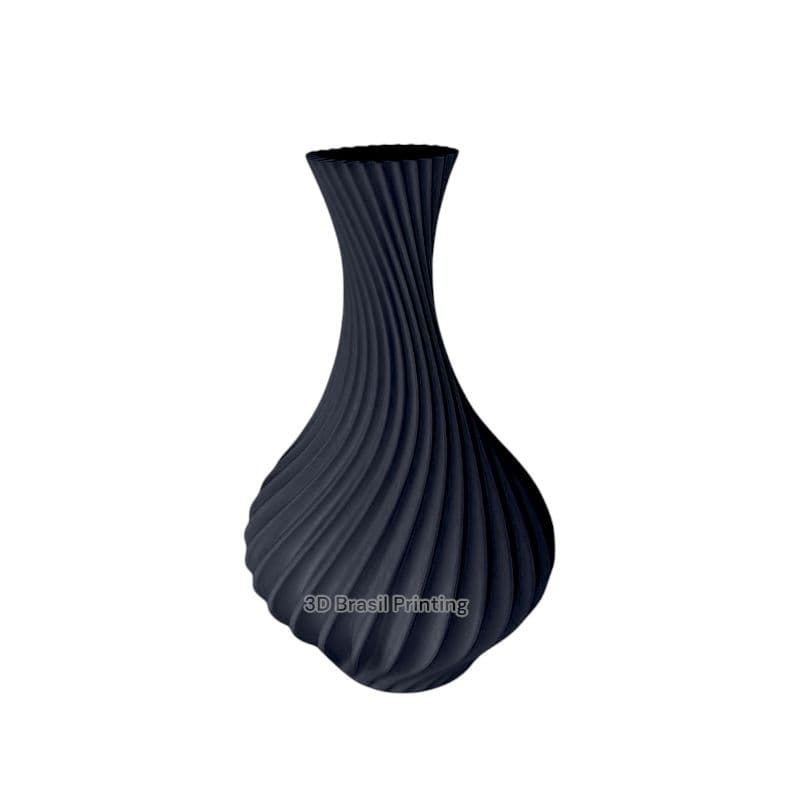 Vaso Decorativo P/ Sala Espiral Preto Vaso Decorativo Geométrico Preto 3D Vaso Decorativo P/ Sala Preto