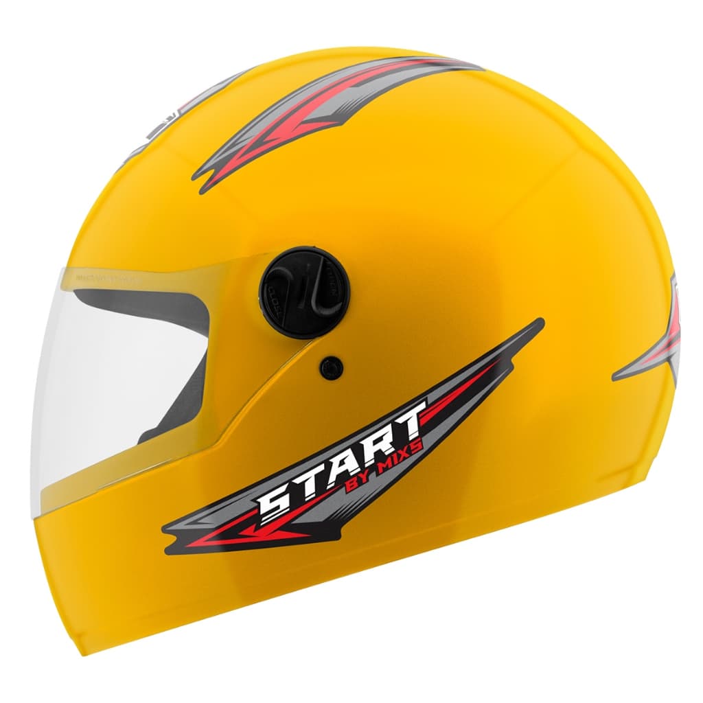 Capacete Fechado Mixs Modelo Start Com Viseira Lente Cristal Transparente Brilhante Fosco Grafismos Desenho Simples