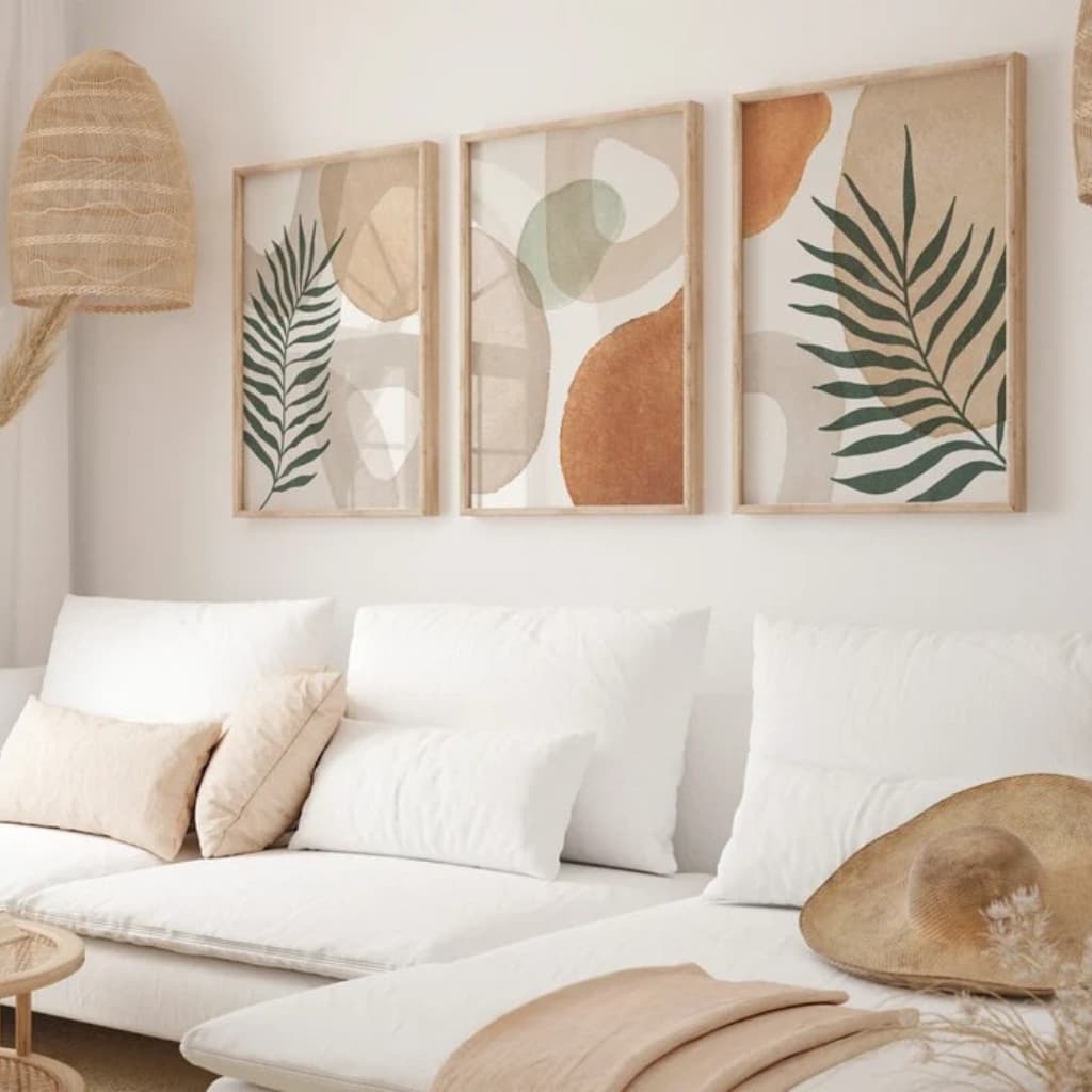 Kit de 3 quadros decorativos abstratos minimalistas para sala, escritório ou quarto