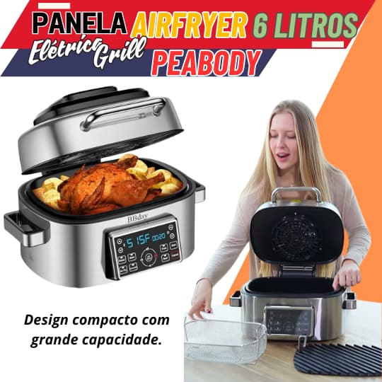 Fritadeira Elétrica 6 Litros 2 em 1 Peabody com Painel Digital