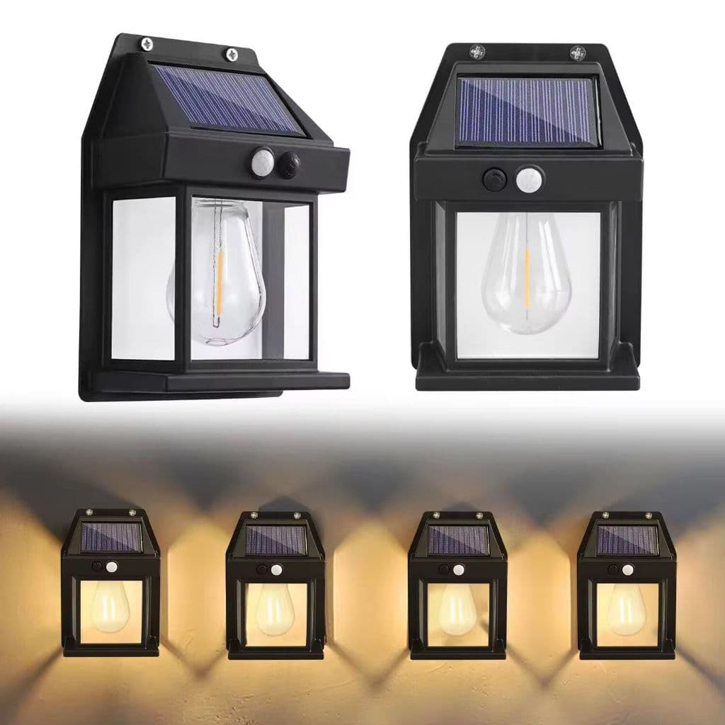 Kit 2/4/8 Luminária Arandela Vintage Placa Solar Lâmpada Externa Moderna Decoração Com Sensor De Movimento