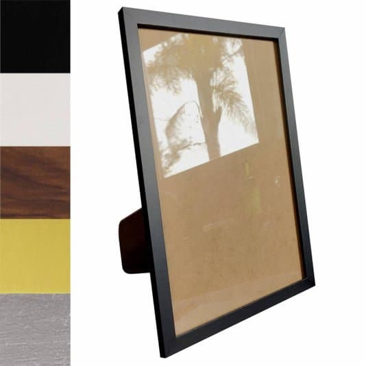 Porta retrato minimalista preto com suporte e vidro mais fundo