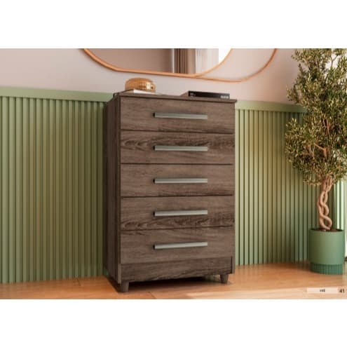 Comoda 64X100CM 5 Gavetas externas MDF 15MM corrediça metálica Linda Casa Quarto (COMODA PAOLA YPE)