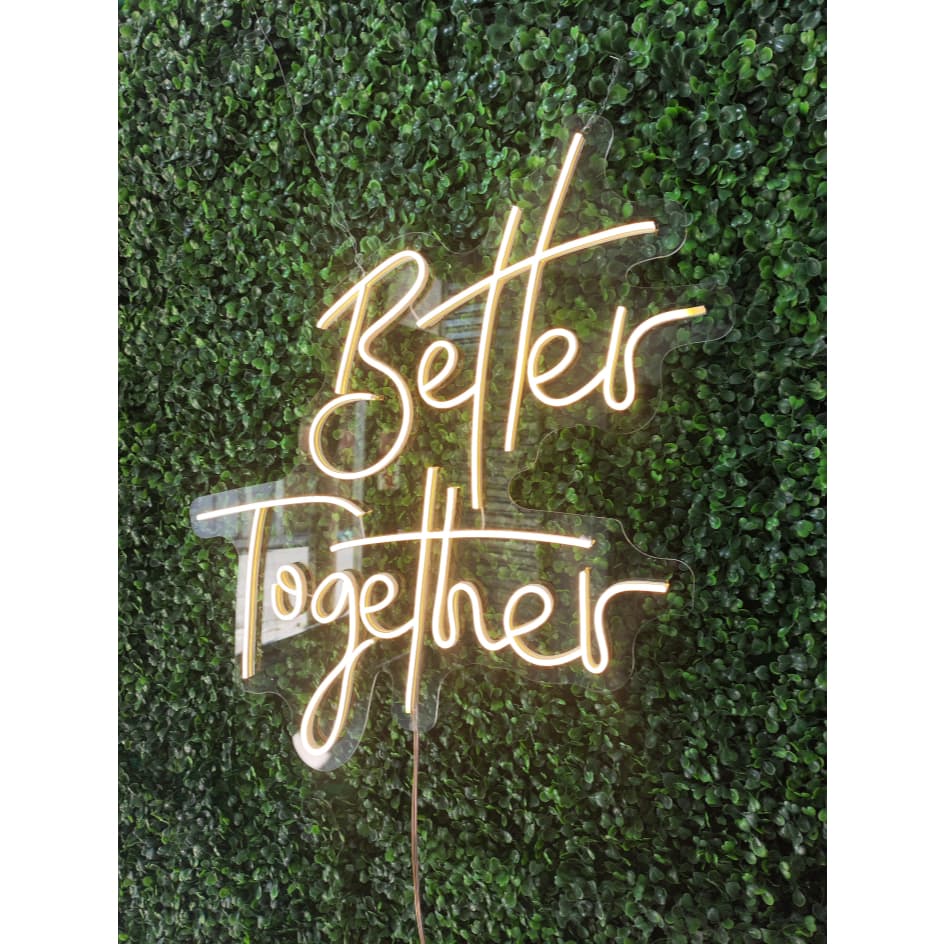 Painel neon LED Better Together para decoração de festas de casamento
