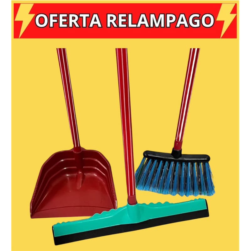 KIT LIMPEZA DIA A DIA O produto acompanha : 1 vassoura pop 1 pá de lixo 1 rodo 1 pá de lixo COM CABO cores variadas