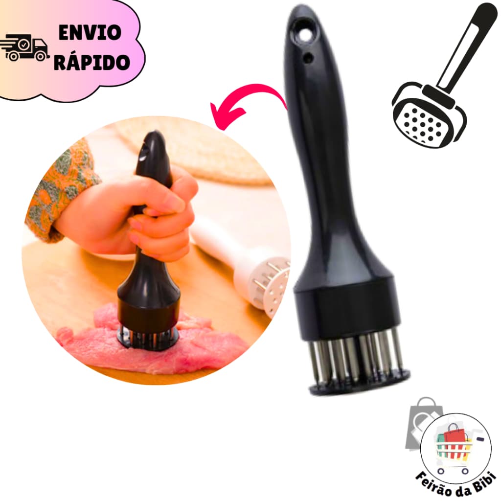 Amaciador batedor de carnes manual em aço inox para carnes e bifes