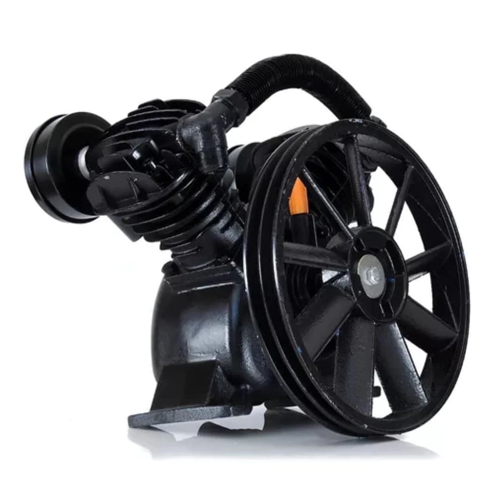 Unidade compressora de ar preta de dois estágios com ventilador frontal
