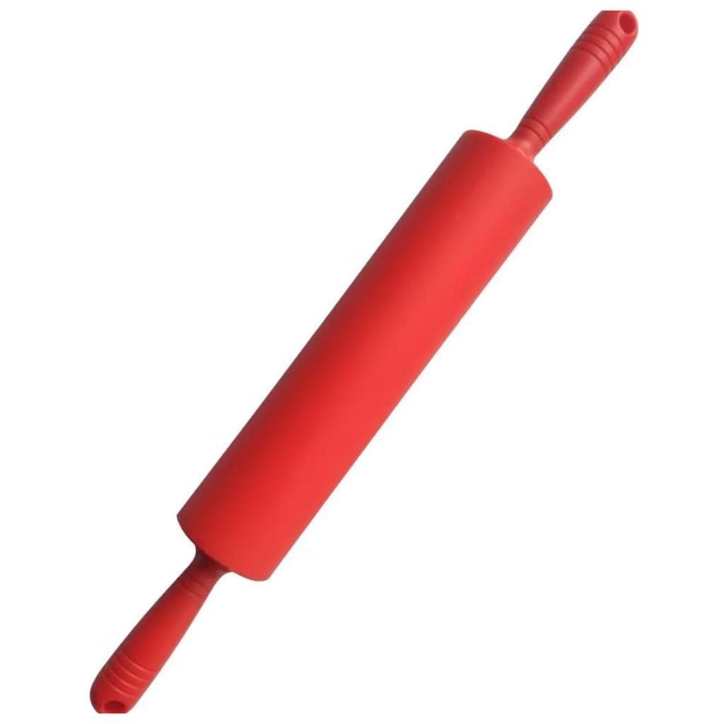 Rolo abridor de massas em silicone vermelho de 40cm antiaderente