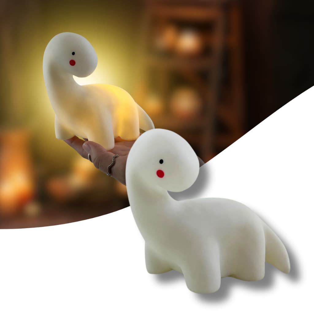 Luminária Infantil Dinossauro 3D abajur Noturno Mesa quarto decoração infantil branco dino bebê