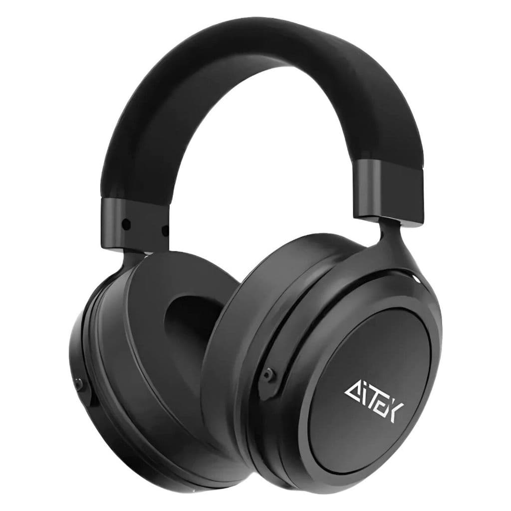 Fone de Ouvido DJ Profissional Com Fio AiTEK, Confortável, Estilo DJ, Preto, com Logotipo
