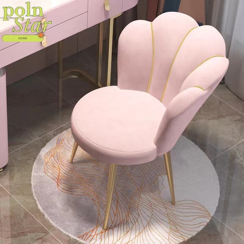 Cadeira de maquiagem Coral Luz de luxo Cadeira de maquiagem rosa Lar Cadeira giratória com rodas