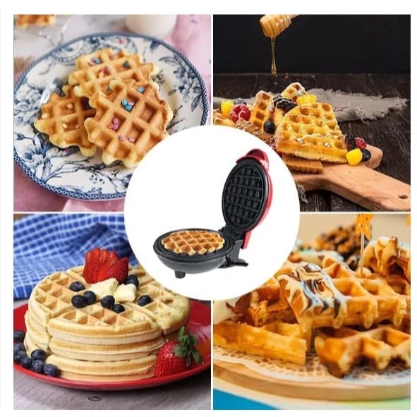 Mini Máquina de Waffles Elétrica Portátil Casa Cozinha Fazer Waffle Panquecas Automático  110V- 220V