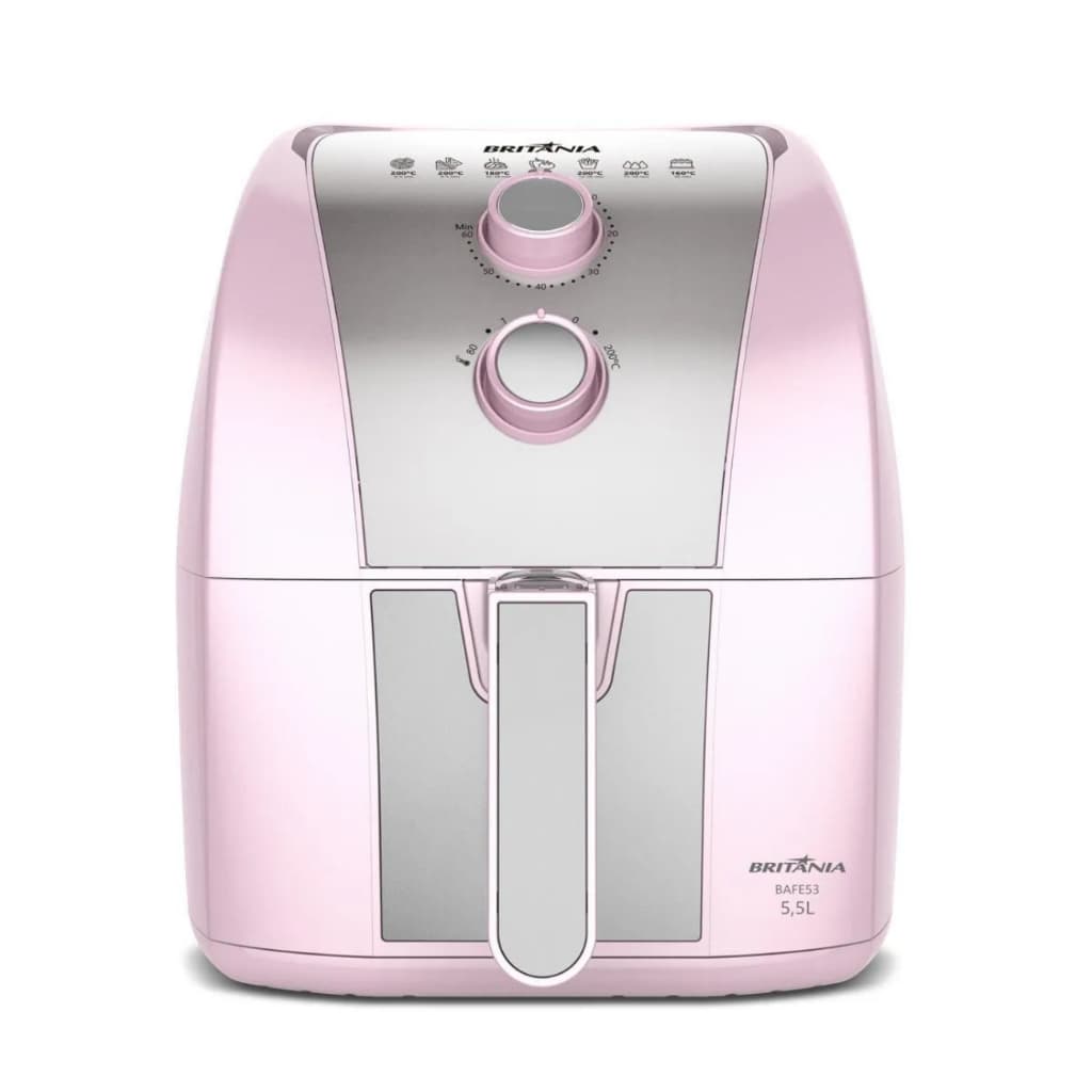 Fritadeira de ar rosa Britânia BAFE53, 5,5L, 1500W, 220V