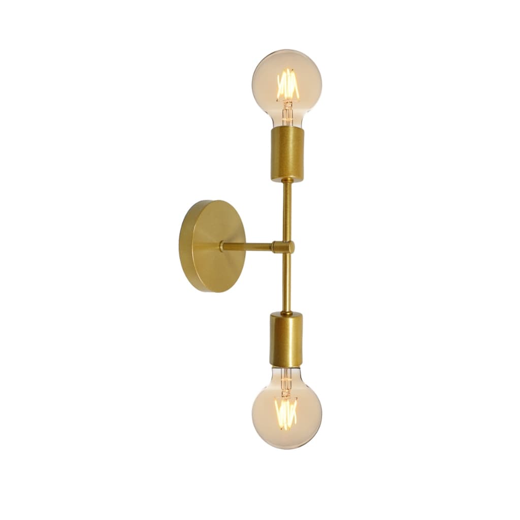 Luminária arandela dupla em dourado com bulbos incandescentes