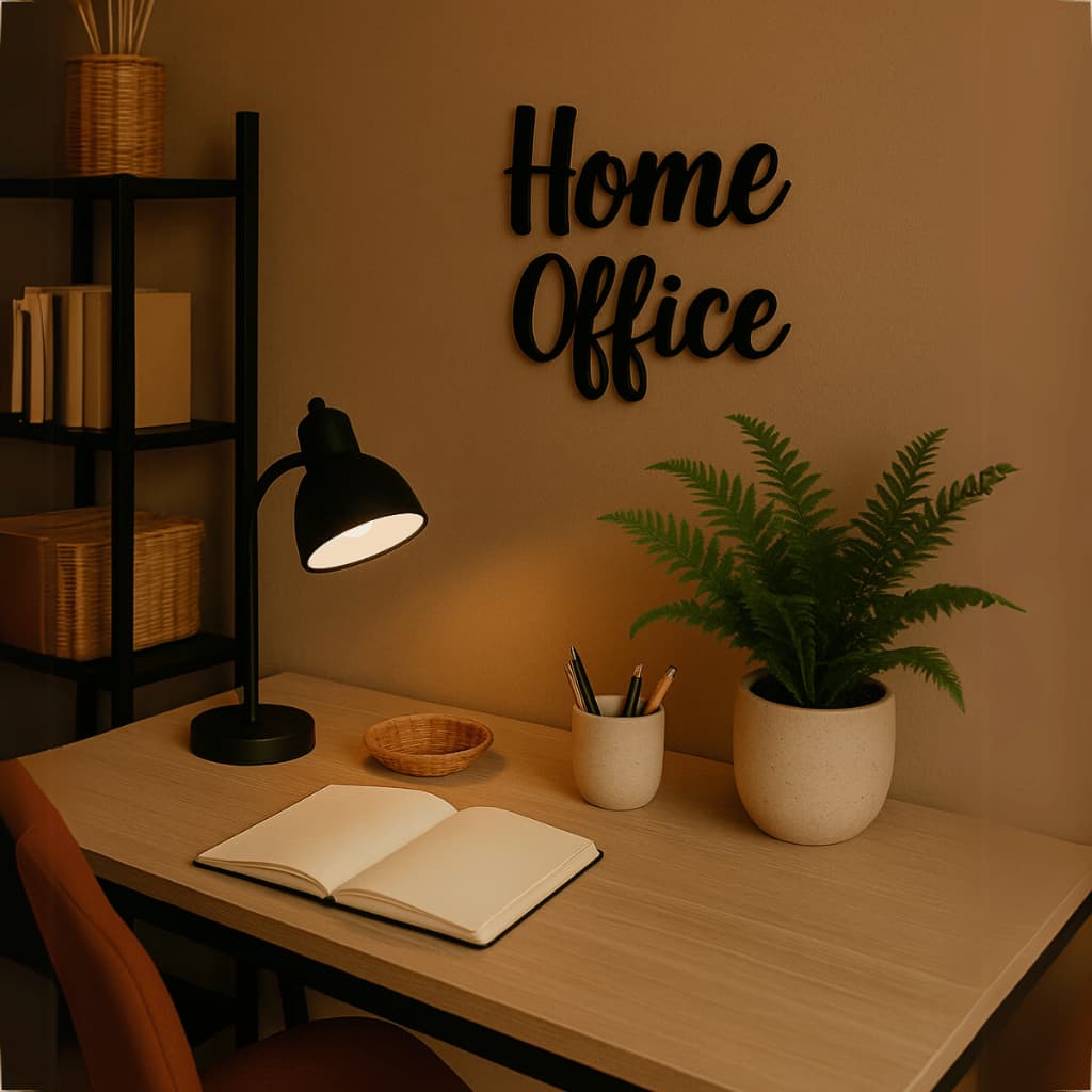 Placa Decorativa Mdf Home Office Letreiro Vazado Escritorio Decorado