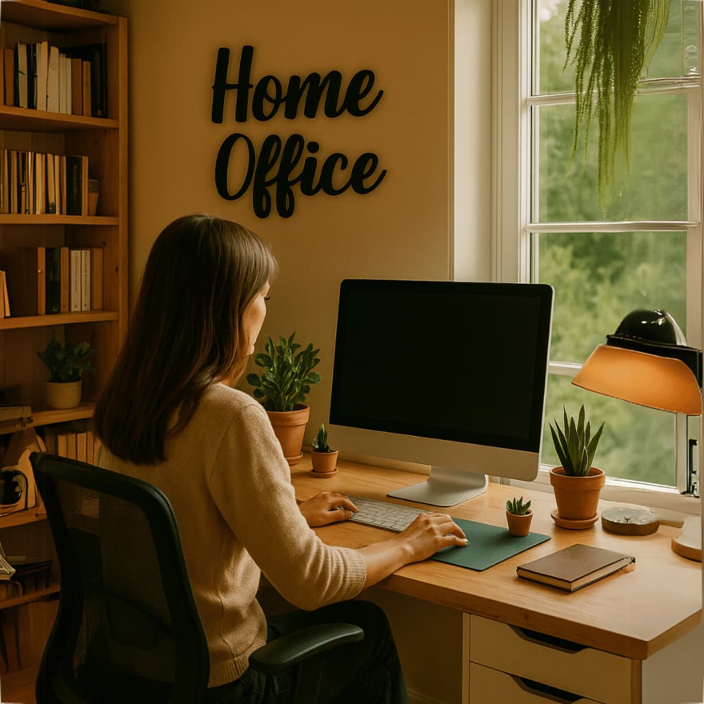 Letreiro Kit 2 Plaquinhas Home Office Decoraçao Quarto Sala Escritorio