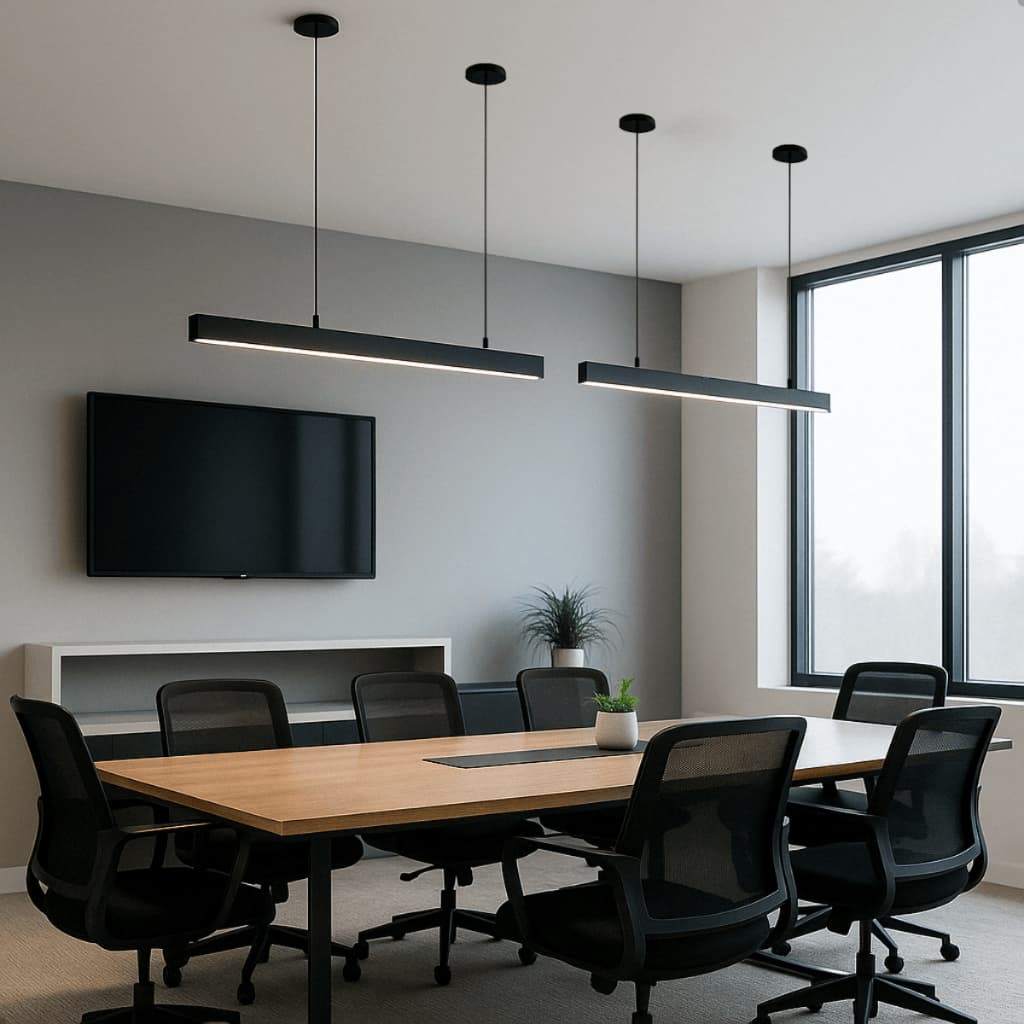 Pendente Luminaria de Teto 24W Escritório Led Linear Preto Retangular 120cm Bivolt Minimalista