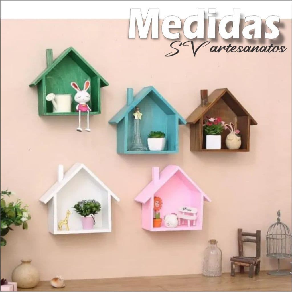 Nicho casinha prateleira infantil nicho colorido casinha com chaminé nicho para quarto de bebê decoração nicho de parede