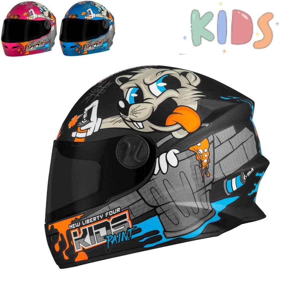 Capacete Fechado Infantil Pro Tork Liberty Four Kids Paint Fosco Viseira Fume