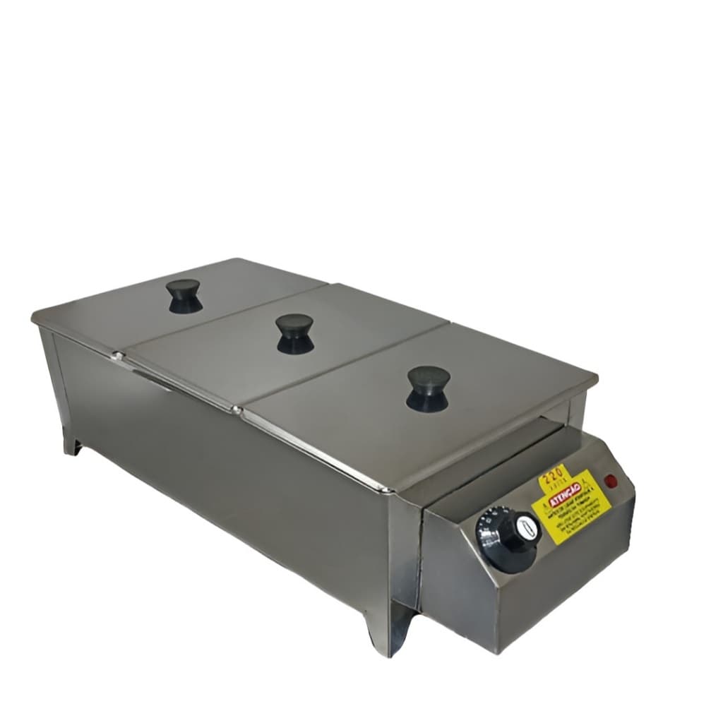 RECHAUD ELÉTRICO DE MESA BANHO MARIA 7,5KG 3 CUBAS 1/4X100 220V
